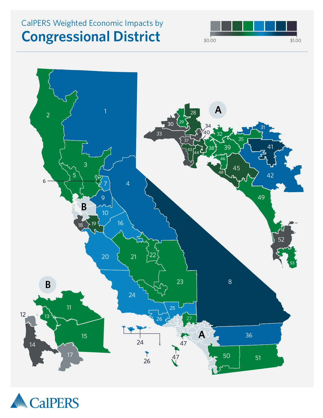 CalPERS Economic Impacts of Benefit Payments by Congressional District
