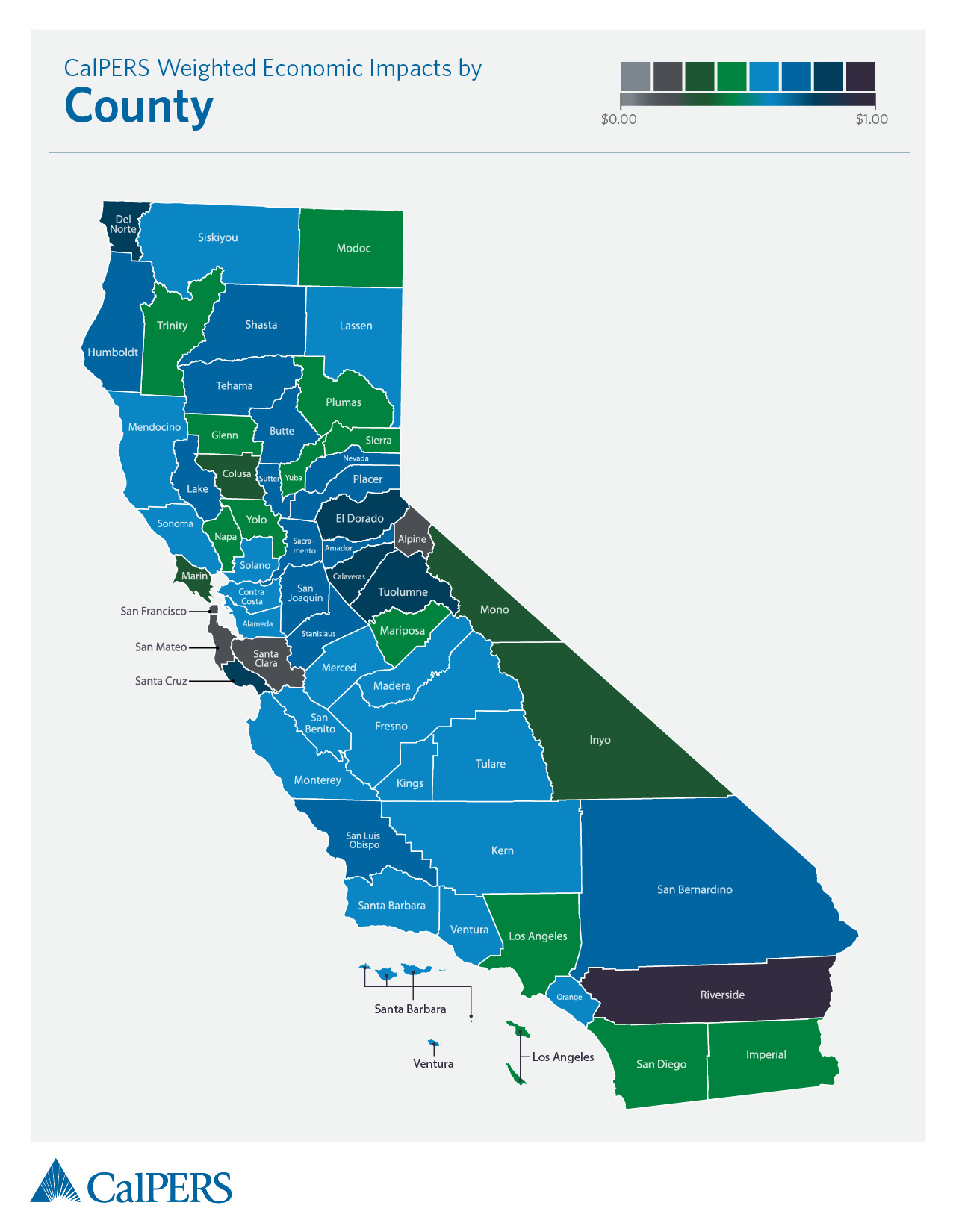 CalPERS Economic Impacts of Benefit Payments by County