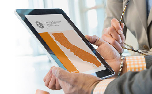 2016 CalPERS for California Report on a tablet computer.