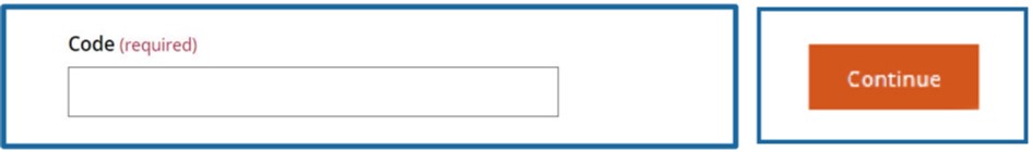 Screenshot of the myCalPERS Enter Your Code page. Users are asked to enter the verification code from the text message, phone call, or email they received, and select Continue.