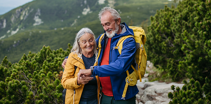 Senior couple hiking