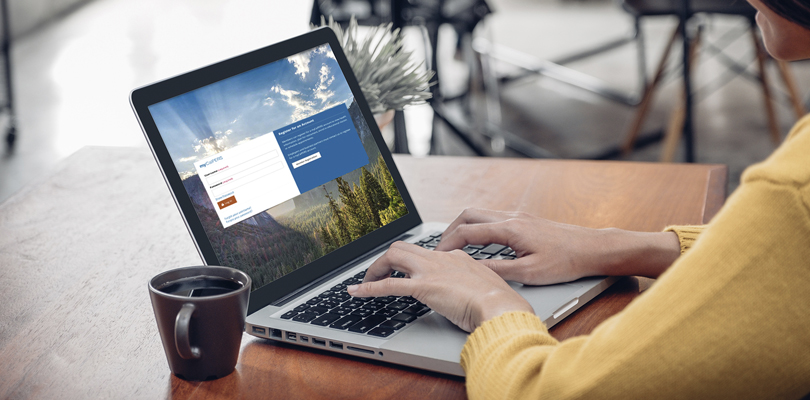 CalPERS member logging into myCalPERS on their laptop