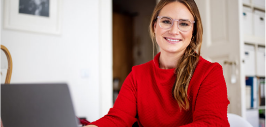 decorative image of woman on computer