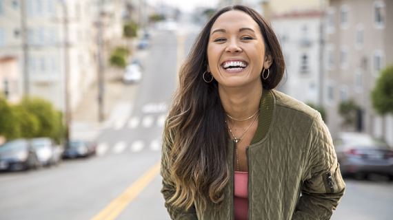 Woman smiling at camera